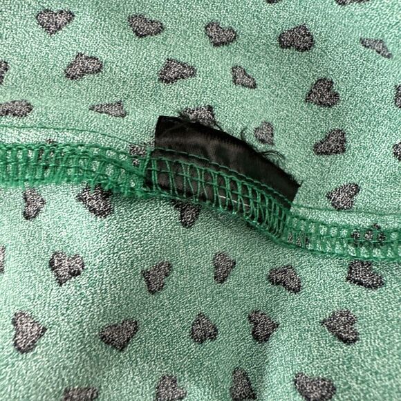 Hell Bunny Shirt Top Womens 6X Kelly Green Hearts Goth Grunge Button Stretch - Picture 9 of 13